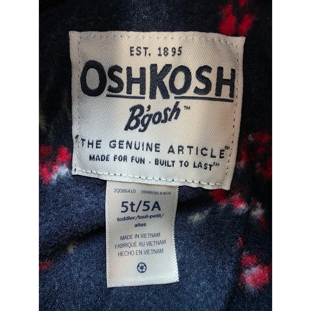 OshKosh B'gosh Toddler Girls 5t Fleece Pullover Navy Floral Print Red Trim /B29
